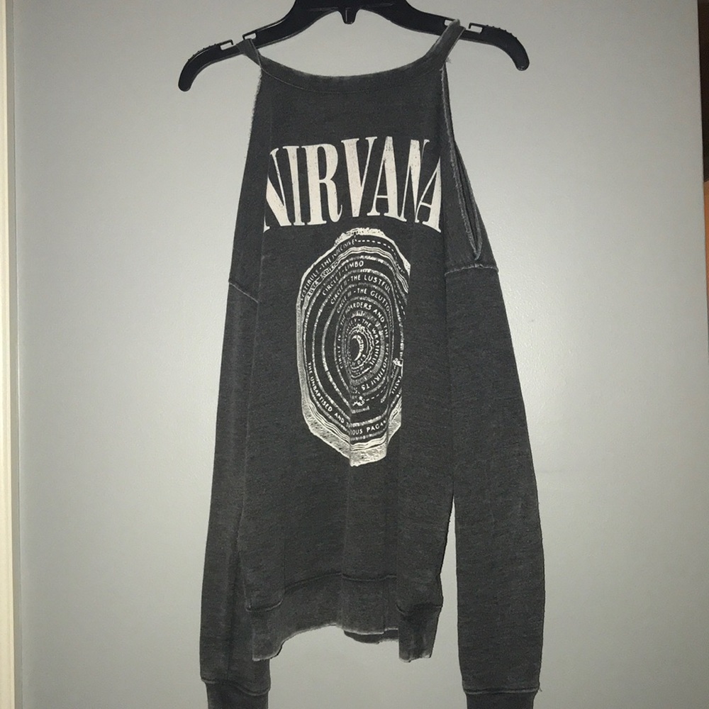 am.eagle nirvana long sleeve tee shoulder cut outs